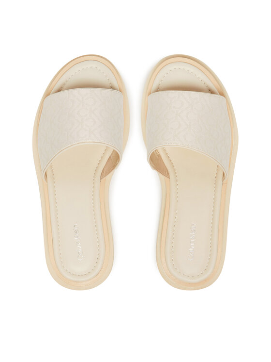Calvin Klein Calvin Klein Şlapi Flatform Slide Jacq HW0HW02461 Écru