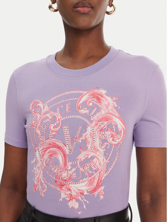 Versace Jeans Couture Versace Jeans Couture Marškinėliai 80HAHE01 CJ02E Violetinė Slim Fit