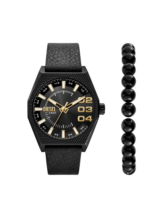 Diesel Diesel Uhr und Armband Set Double Scraper DZ2210SET Schwarz