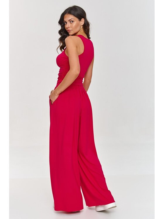 Makadamia Makadamia Komplet bluzka i spodnie M871 Różowy Loose Fit