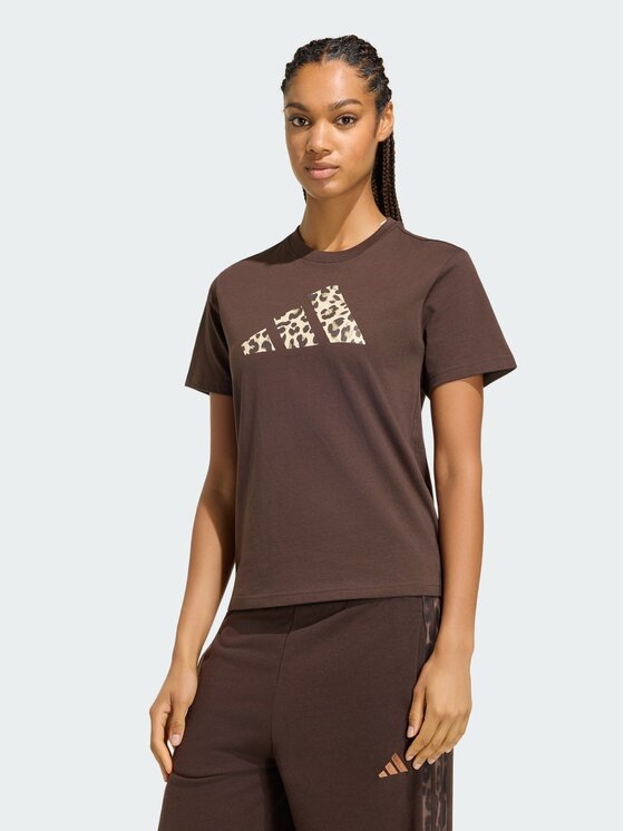 adidas adidas T-Shirt Animal Graphic Brązowy ciemny Regular Fit