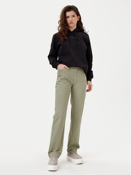 Calvin Klein Jeans Calvin Klein Jeans Hlače iz tkanine J20J224852 Zelena Straight Fit