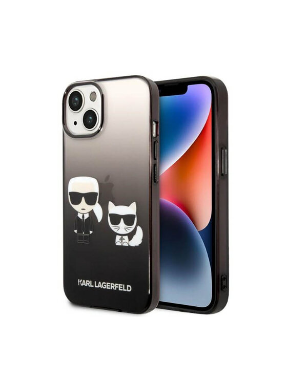 Etui na telefon KARL LAGERFELD, Czarne, Gradient Ikonik Karl & Choupette
