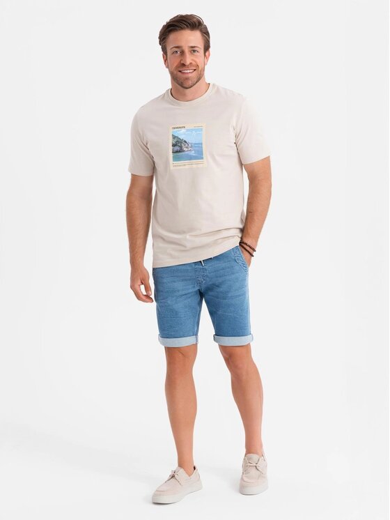Ombre Ombre Szorty jeansowe OM-SRDS-0161 Niebieski Regular Fit
