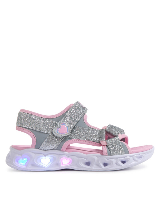 Skechers Skechers Sandali S-Lights: Heart Lights Sandal - Sugar Sparks 303114L/SLPK Srebrna