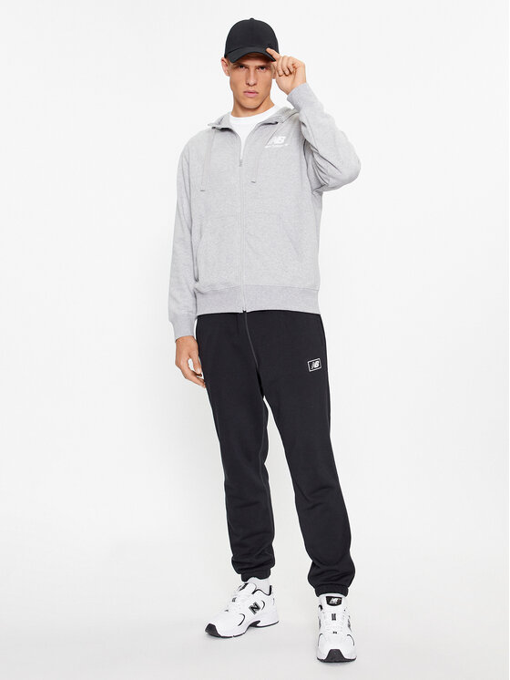 New Balance New Balance Majica dugih rukava Essentials Stacked Logo French Terry Jacket MJ31536 Siva Regular Fit