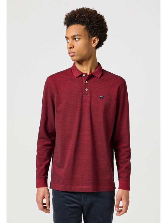 Wrangler Wrangler T-Shirt LS REFINED POLO Czerwony Regular Fit