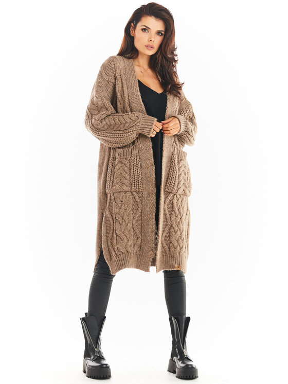 Awama Awama Sweter A393 Beżowy Basic Fit