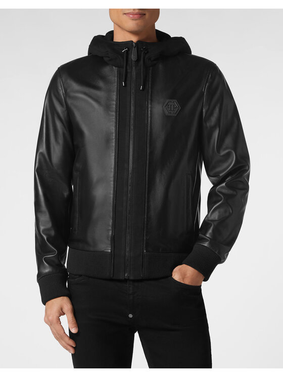 PHILIPP PLEIN PHILIPP PLEIN Kurtka skórzana 3017 Czarny Regular Fit