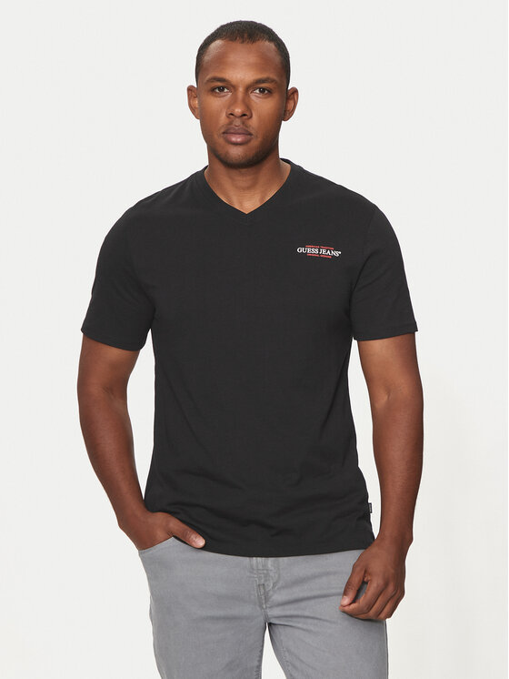 Guess Jeans Guess Jeans Póló M4YI50 K8HM0 Fekete Slim Fit