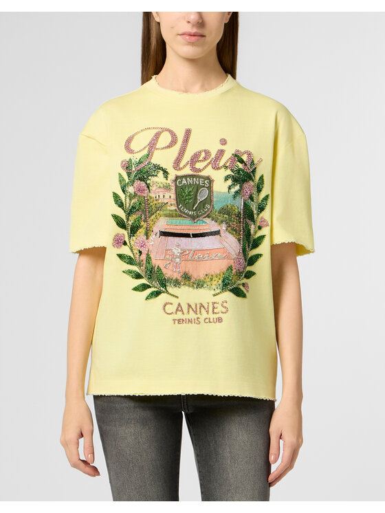 PHILIPP PLEIN PHILIPP PLEIN T-Shirt 30524 Żółty Over Fit