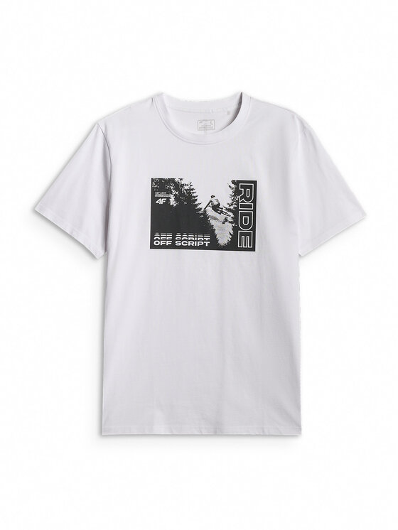 4F 4F T-Shirt WHEEL & WAVE Biały Relaxed Fit