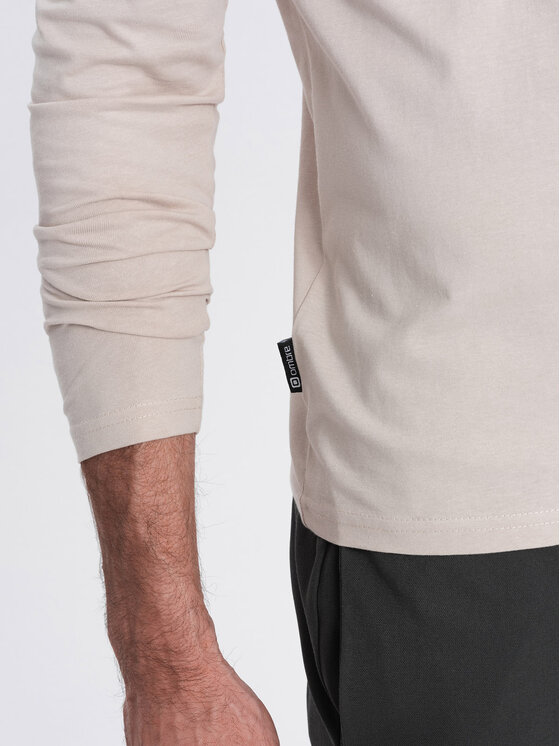 Ombre Ombre Longsleeve OM-LSBL-0108 Beżowy Classic Fit