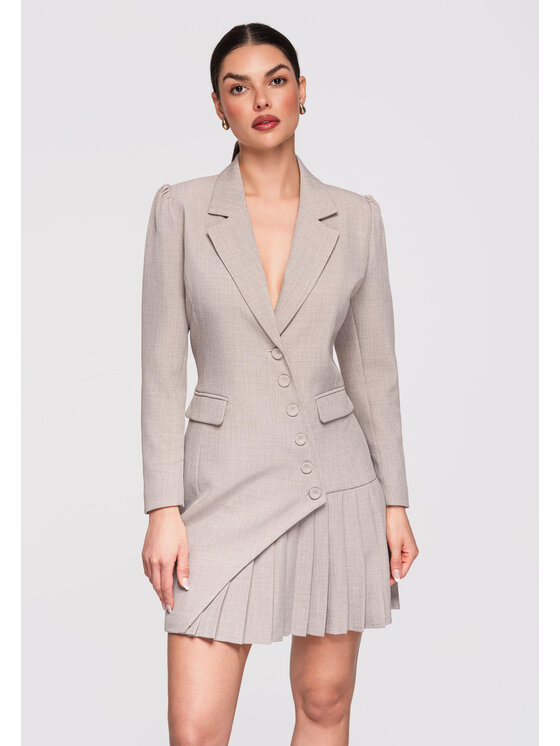Ombre Ombre Sukienka wieczorowa LA-OM-DLR302 Beżowy Slim Fit