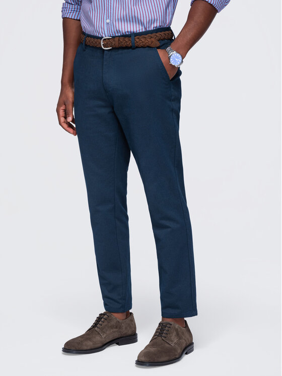 Ombre Ombre Chino kalhoty OM-PACP-0308 Tmavomodrá Slim Fit