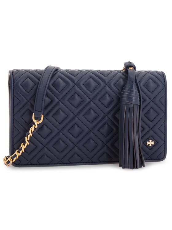 Tory Burch Sac a main Fleming Flat Wallet Cross Body 46449 Bleu marine Modivo