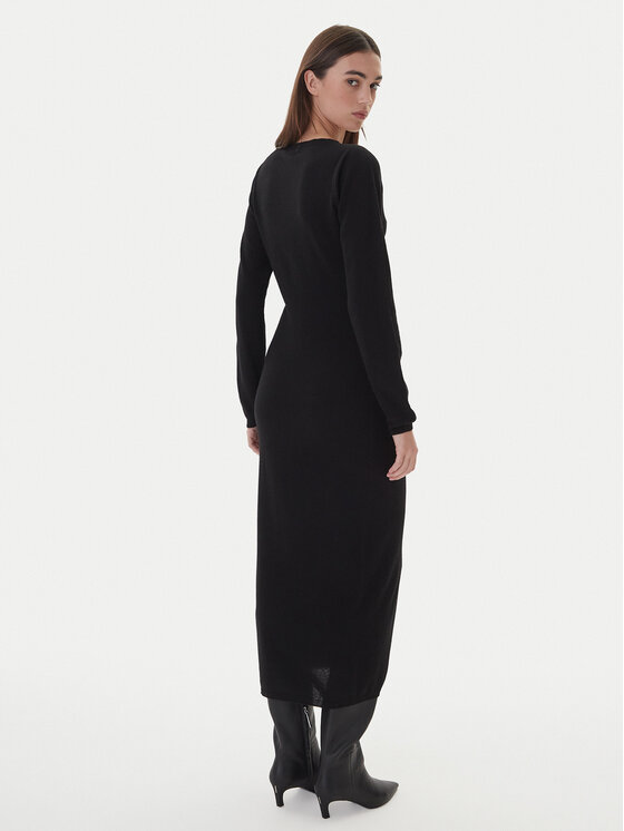 Kontatto Kontatto Kootud kleit 3M0964C Must Slim Fit