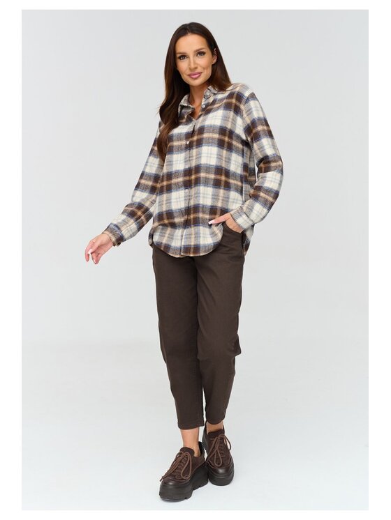 Makadamia Makadamia Koszula C75 Brązowy Loose Fit