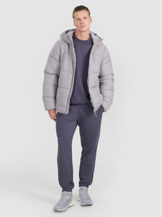 4F 4F Kurtka puchowa MIDSHOP TEXTILE Szary Regular Fit