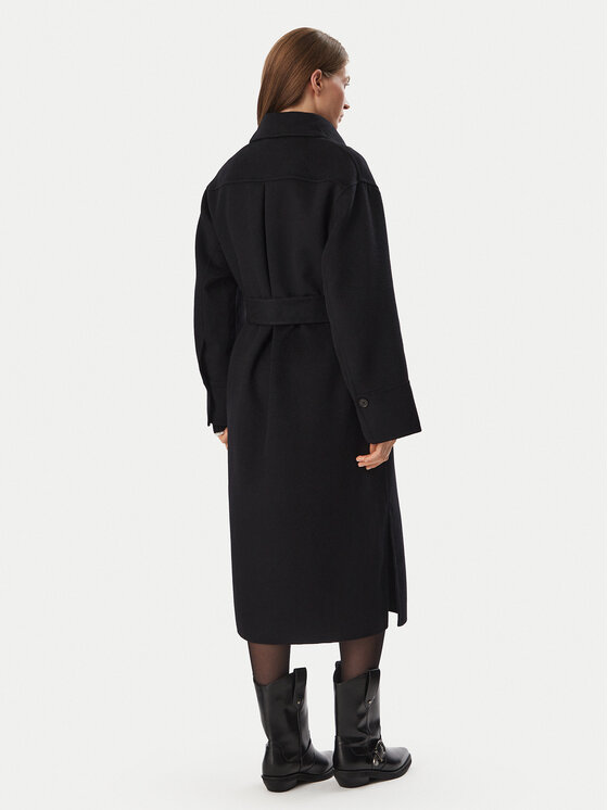 KARL LAGERFELD KARL LAGERFELD Vlněný kabát B4W15013 Černá Regular Fit