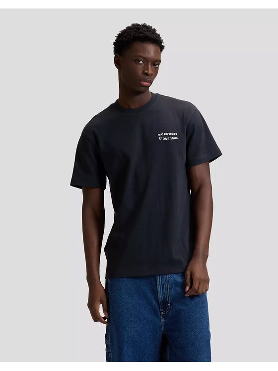 Lee Lee T-Shirt WW BUILDING TEE Niebieski Relaxed Fit