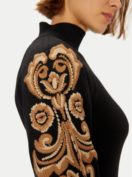 Luisa Spagnoli Luisa Spagnoli Kootud kleit Maioliche 58400 Must Loose Fit