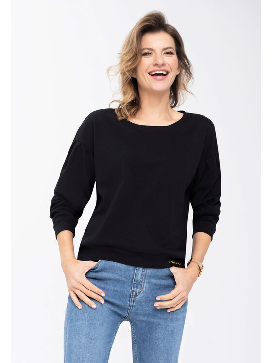 Volcano Volcano Bluzka L-MARBEL Czarny Casual Fit