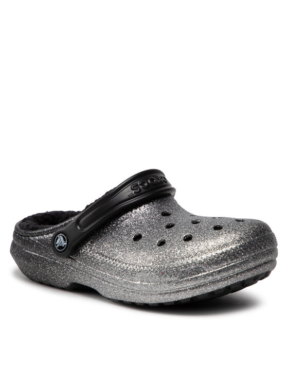 Crocs Șlapi Classic Glitter Lined Clog 205842 Argintiu | Modivo.ro