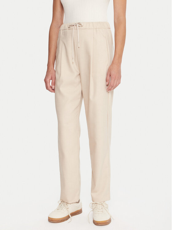 Marella Marella Kalhoty z materiálu Nyssa 2523136025 Béžová Regular Fit