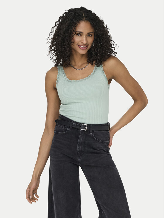 ONLY ONLY Top Sara 15345994 Světle zelená Slim Fit