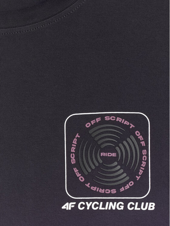 4F 4F T-Shirt WHEEL & WAVE Czarny Relaxed Fit