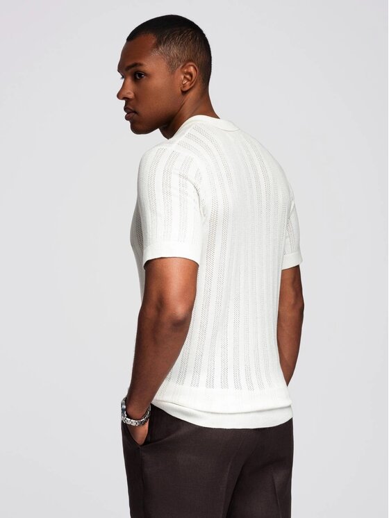 Ombre Ombre Polo OM-POSS-0158 Biały Slim Fit