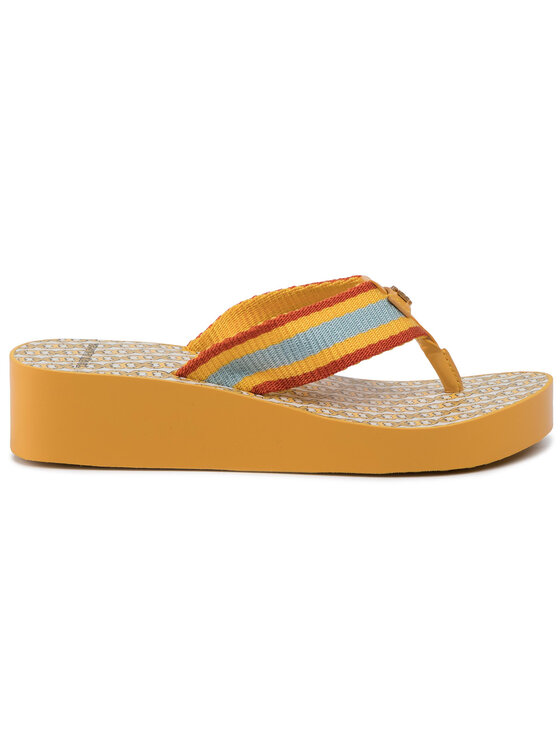 tory burch wedge flip flops tan