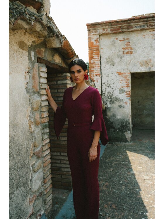 Stylove Stylove Kombinezon S416 Bordowy A-Line Fit