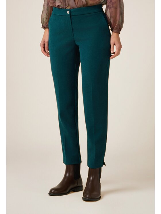 Oltre Oltre Pantaloni di tessuto P011R009067N035 Turchese Regular Fit