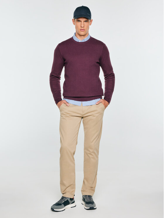 BIG STAR BIG STAR Sweter REYLON Bordowy Basic Fit