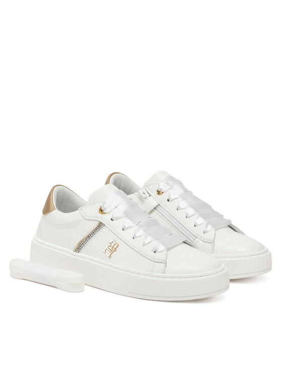 Tommy Hilfiger Tommy Hilfiger Sneakersy Low Cut Lace-Up Sneaker T4A9-33933-0206 S Biały
