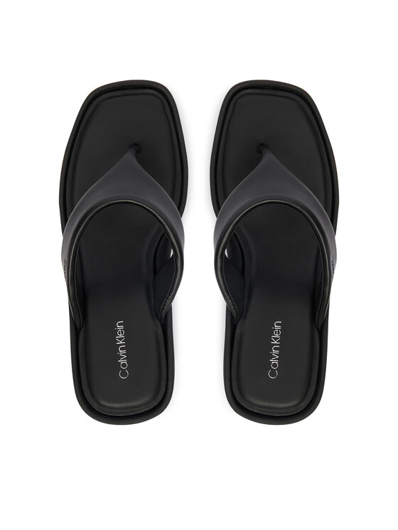 Calvin Klein Calvin Klein Čības uz pirksta Wedge 70 Sndl Thong Lth HW0HW02880 Melns