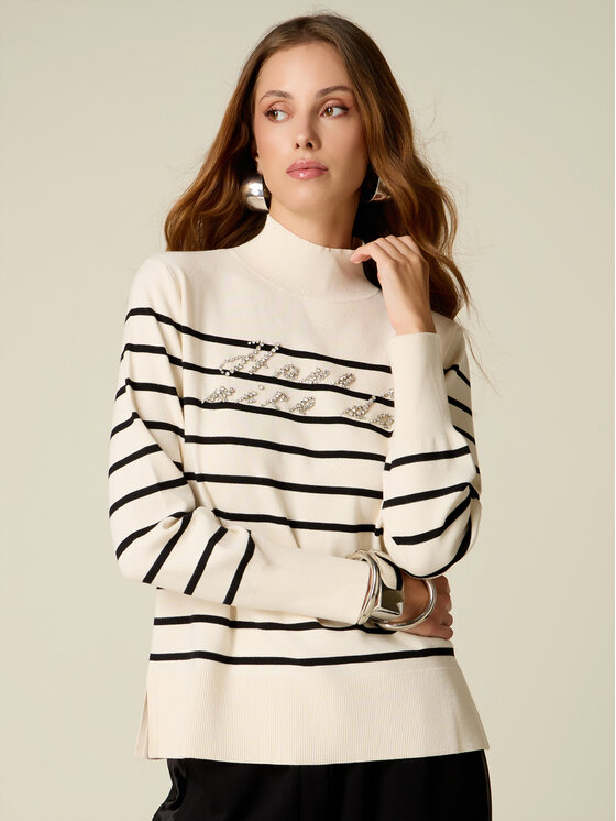 Oltre Oltre Sweter M394J005651N0S1 Biały Regular Fit