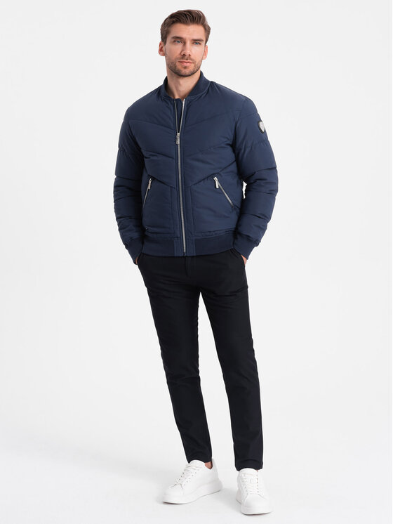 Ombre Ombre Bunda bomber OM-JALP-0143 Tmavomodrá Regular Fit