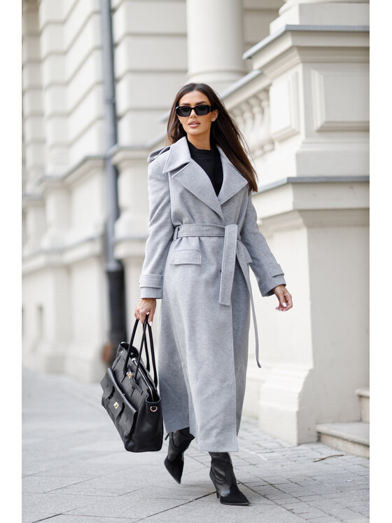 LilaLou LilaLou Płaszcz przejściowy LeLong Szary Regular Fit