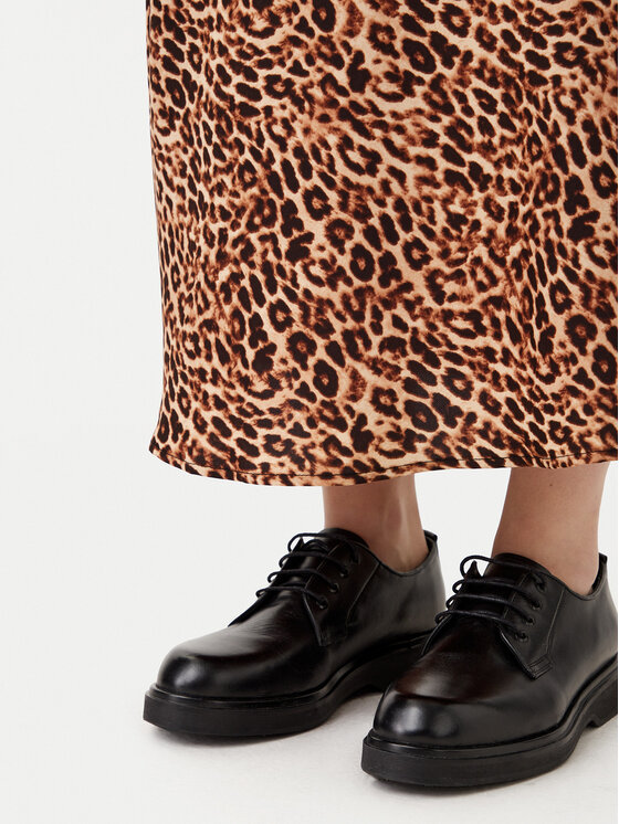 Pieces Pieces Midi sukně Franan 17116541 Hnědá Regular Fit