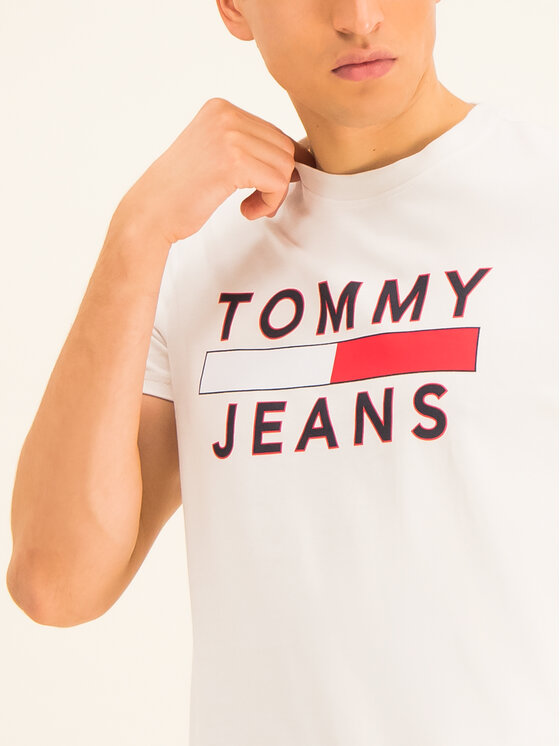 Tommy Jeans Tommy Jeans Tricou Essential Logo DM0DM07430 Alb Regular Fit