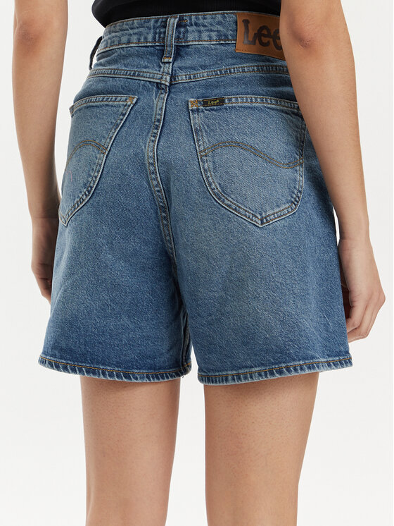 Lee Lee Szorty jeansowe Stella 112349020 Niebieski Wide Leg