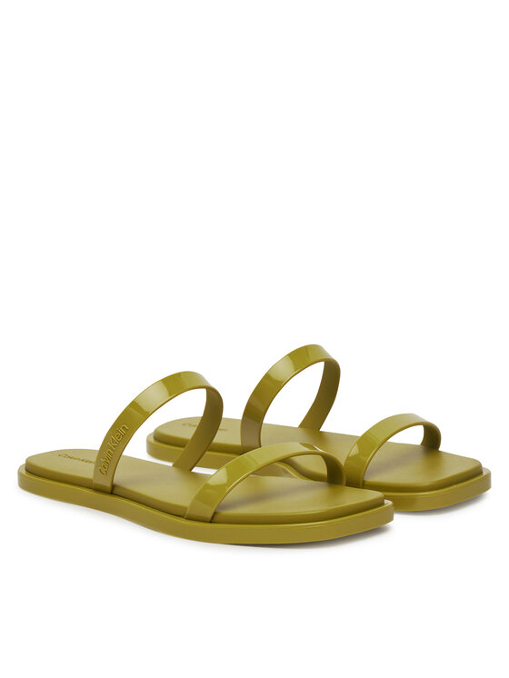 Calvin Klein Calvin Klein Şlapi Double Bar Slide - Jelly HW0HW02417 Verde