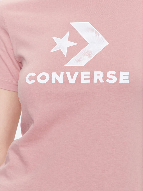 Converse Converse T-Shirt Floral Star Chevron 10024538-A03 Różowy Slim Fit