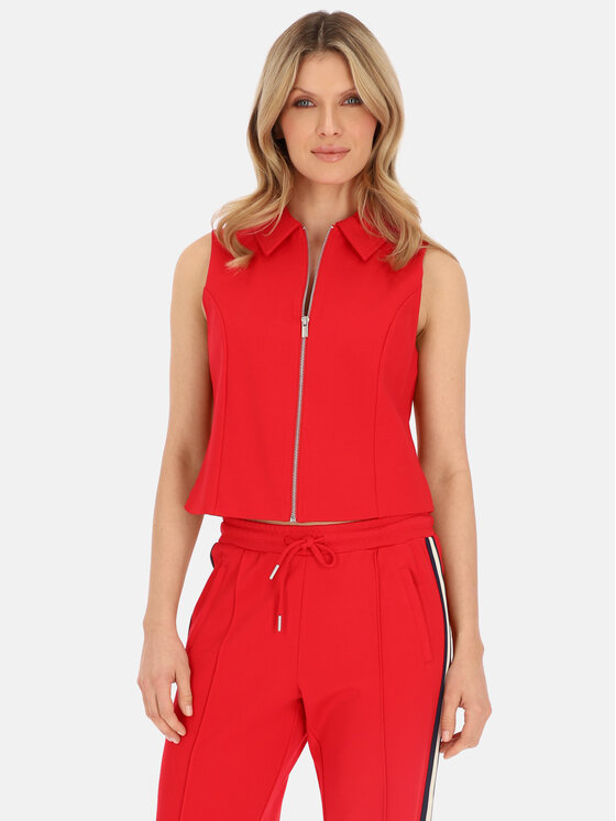 Red Button Red Button Kamizelka Zipper Czerwony Regular Fit