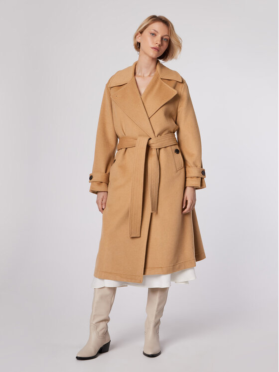 Simple Simple Демісезонний плащ PLD502-03 Бежевий Relaxed Fit