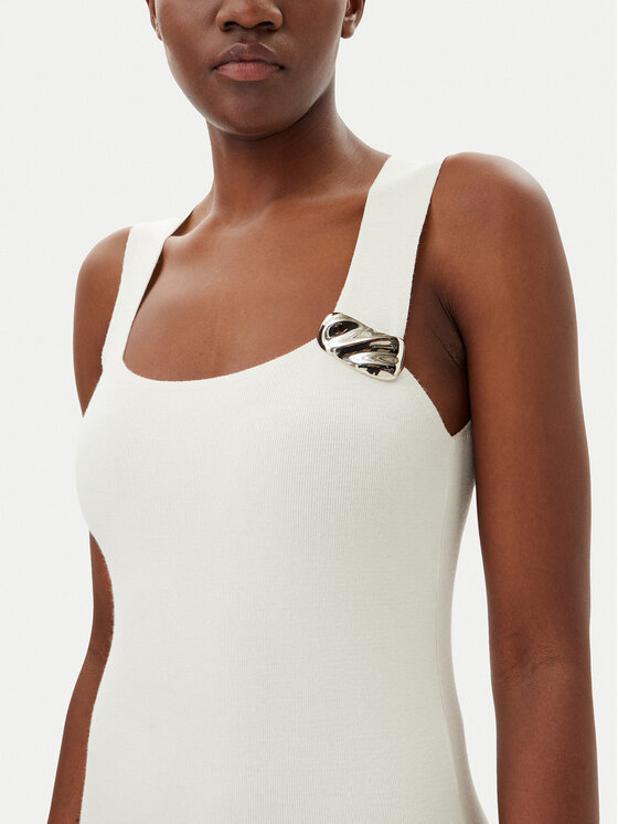 Kontatto Kontatto Koktejlové šaty 3M0553C Krémová Slim Fit