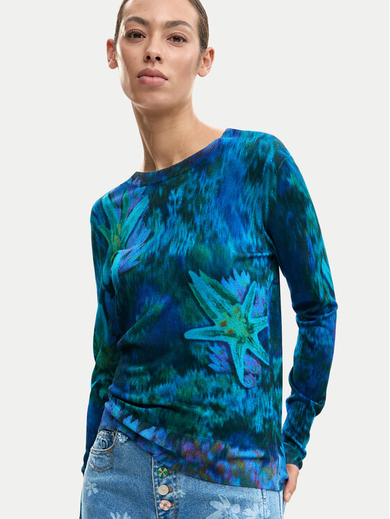 Desigual Desigual Sweter Suecia 26SWJF36 Niebieski Regular Fit